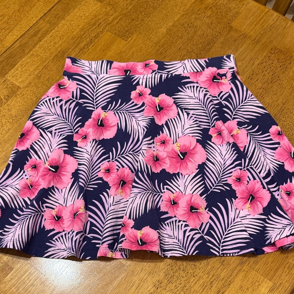 Floral Pink and Navy Skirt—size medium